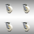 Service Caster 5 Inch Stainless Steel Nylon Swivel Caster Set with Roll Bearing and Swivel Lock SCC-SS30S520-NYR-BSL-4